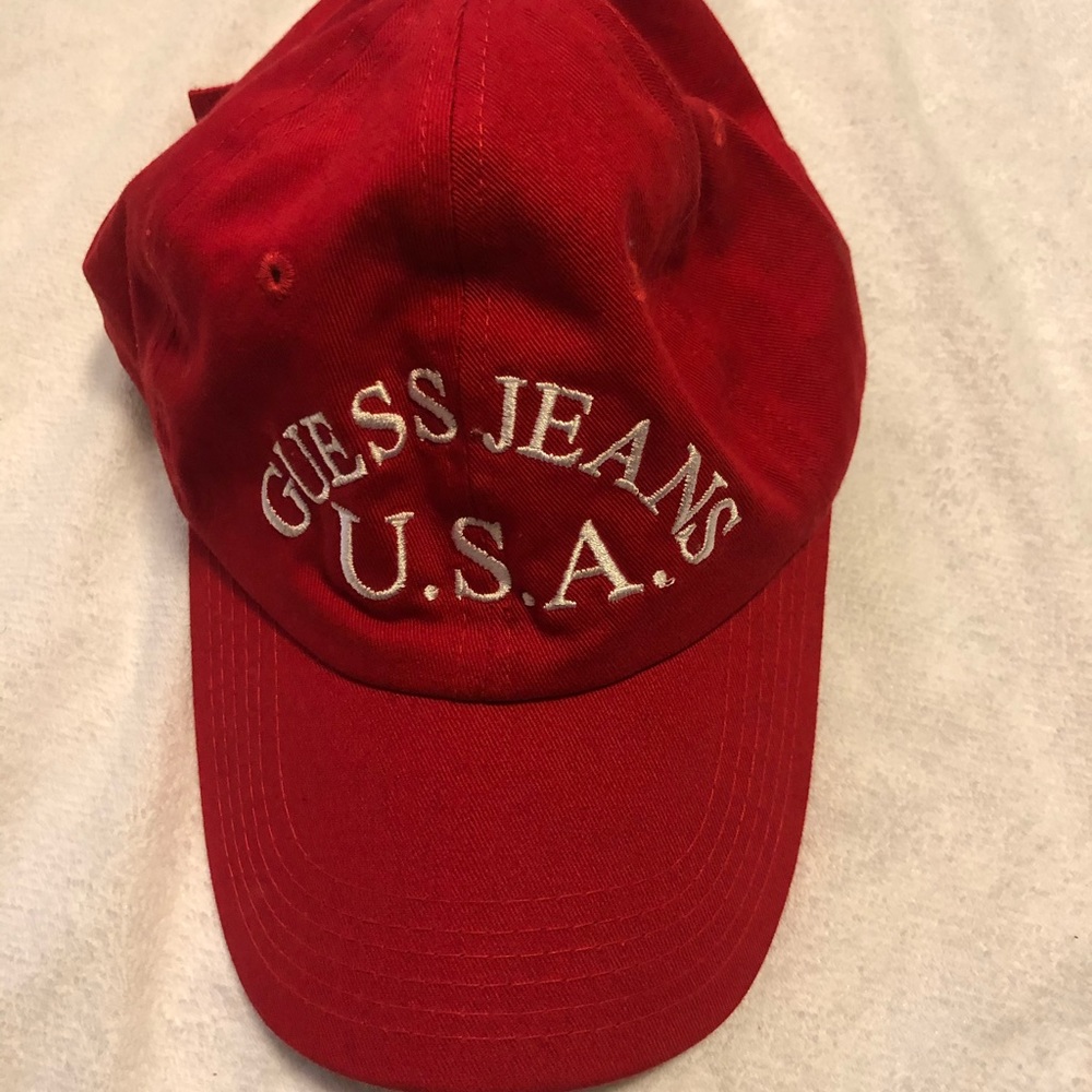 red guess dad hat